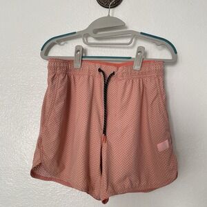 Legends Men's Luka Athletic Shorts Size Small Perforated Lined Orange Chevron